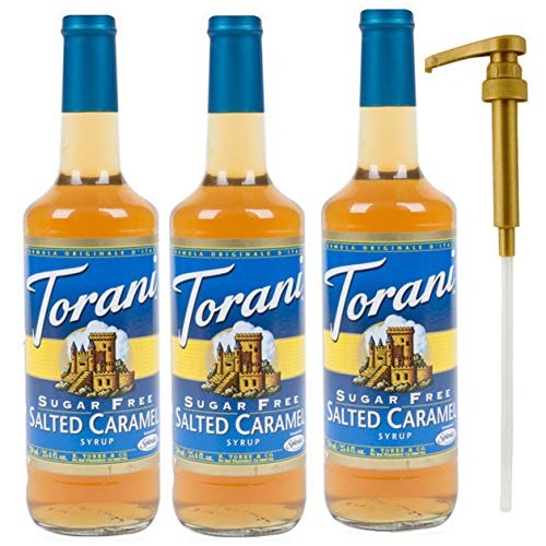 Torani Sugar Free Salted Caramel Syrup, 25.4 Ounce 3 Pack Plus