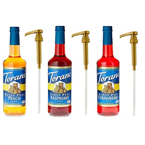 Torani Sugar Free Syrup Plus 3 Pumps, Raspberry, Strawberry And