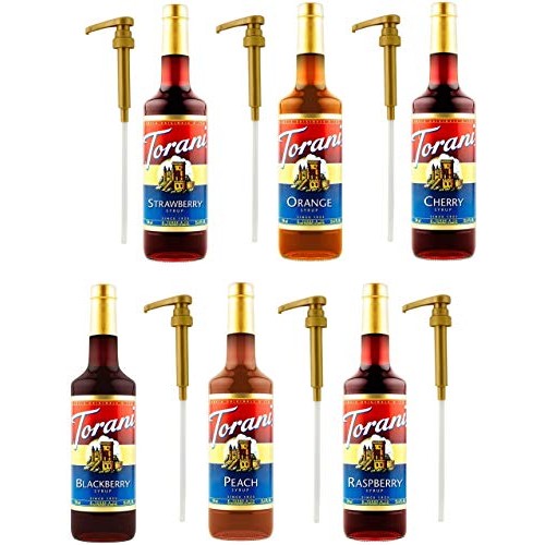 Torani Syrup Fruit Bowl 6 Pack Of Raspberry, Strawberry, Blackbe