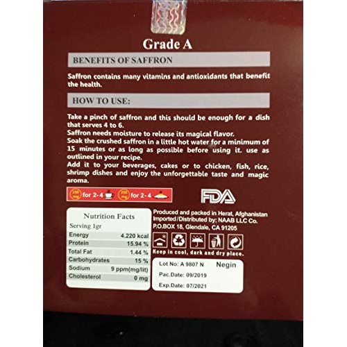 Premium Quality 100% Red Natural Saffron Negin