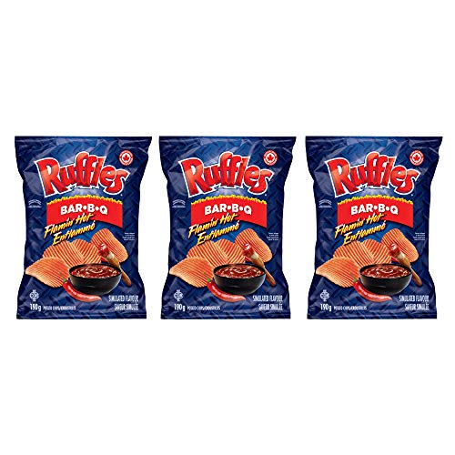 Ruffles Flamin Hot Bar-B-Q Potato Chips 190G/6.7Oz, 3-Pack {Imp