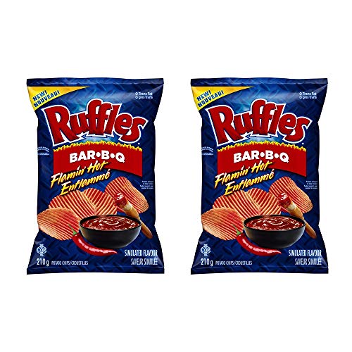Ruffles Flamin’ Hot Bar-B-Q Potato Chips 210G/7.4Oz, 2-Pack {Imp