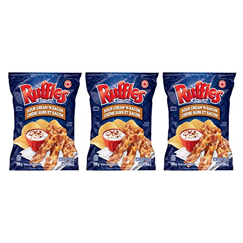 Ruffles Sour Cream N Bacon Potato Chips 200G/7.05Oz, 3-Pack {Im
