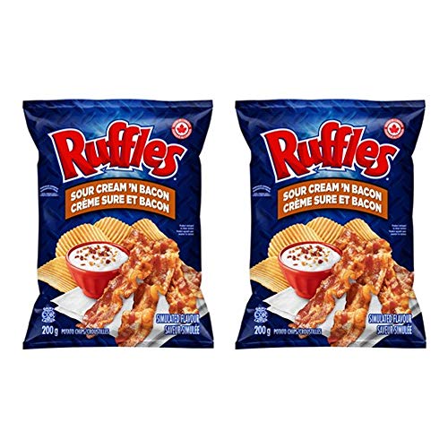 Ruffles Sour Cream N Bacon Potato Chips 200G/7Oz, 2-Pack {Impor