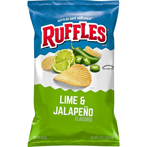 Ruffles Potato Chips Lime Jalapeno 8Oz Bag, Cheddar Cheese, 8 Ounce