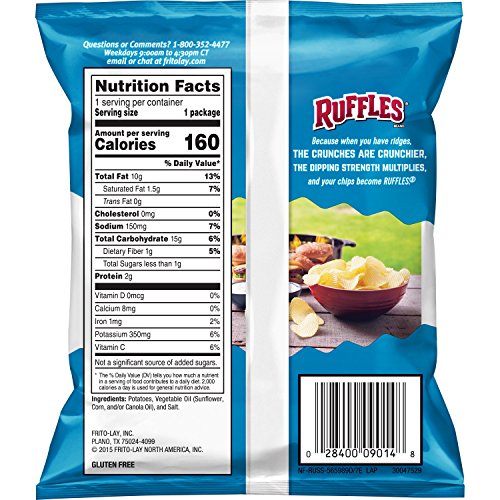Ruffles Original Potato Chips, 1 Ounce Pack Of 40