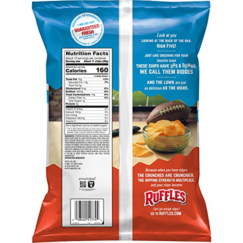 Ruffles Potato Chips, Cheddar &Amp; Sour Cream, 12.5 Oz Party Size Bag
