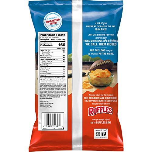 Ruffles Potato Chips, Cheddar &Amp; Sour Cream, 8Oz Bag