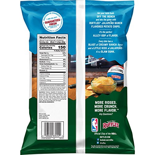 Ruffles Ridged Potato Chips, Jalapeno Ranch, 8.5 Ounce Ruffles Ridged Potato Chips, Jalapeno Ranch, 8.5 Ounce