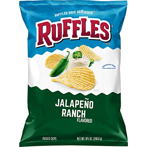 Ruffles Ridged Potato Chips, Jalapeno Ranch, 8.5 Ounce Ruffles Ridged Potato Chips, Jalapeno Ranch, 8.5 Ounce