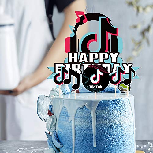 Runide Tik T-Ok Happy Birthday Cake Topper,Birthday Decorations