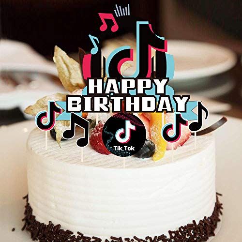 Runide Tik T-Ok Happy Birthday Cake Topper,Birthday Decorations