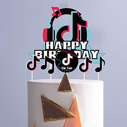 Runide Tik T-Ok Happy Birthday Cake Topper,Birthday Decorations