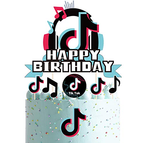 Runide Tik T-Ok Happy Birthday Cake Topper,Birthday Decorations