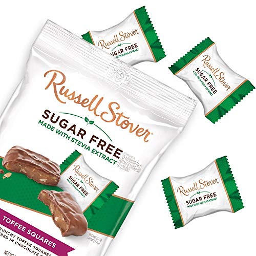 Russell Stover Sugar Free Toffee Squares With Stevia, 3 Ounce Ba