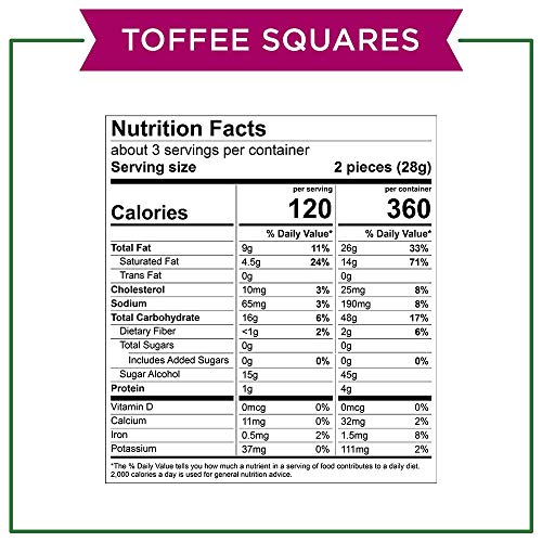 Russell Stover Sugar Free Toffee Squares With Stevia, 3 Ounce Ba