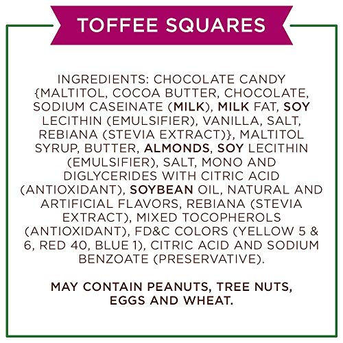 Russell Stover Sugar Free Toffee Squares With Stevia, 3 Ounce Ba