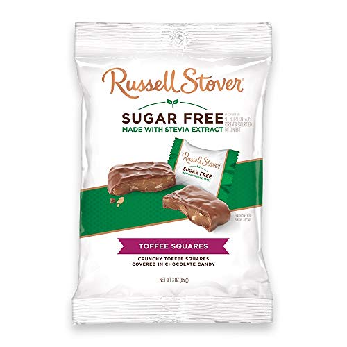 Russell Stover Sugar Free Toffee Squares With Stevia, 3 Ounce Ba