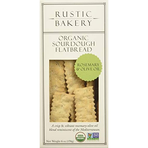 Rustic Bakery Gourmet Flatbread Crackers Rosemary &Amp; Olive Oil 6