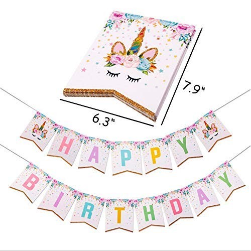 Unicorn Birthday Party Supply Including Unicorn Horn Cake Topper