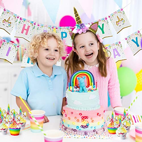 Unicorn Birthday Party Supply Including Unicorn Horn Cake Topper