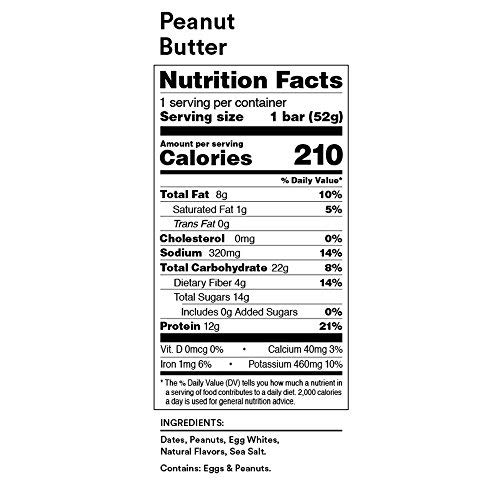 Rxbar Whole Food Protein Bar, Peanut Butter, 1.83Oz Bars, 12 Count