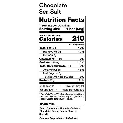 Rxbar Whole Food Protein Bar, Chocolate Sea Salt, 1.83 Ounce Pa