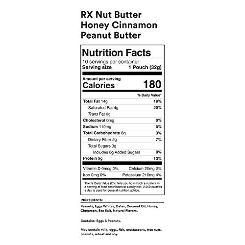 Rx Nut Butter, Honey Cinnamon Peanut Butter, 1.13 Ounce Pack Of