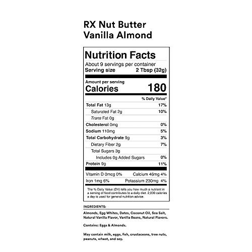 Rx Nut Butter, Vanilla Almond Butter Jar, 10 Ounce, Pack Of 2