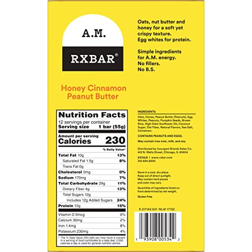 Rxbar A.M. Protein Bars, Gluten Free Snacks, Breakfast Snacks, H