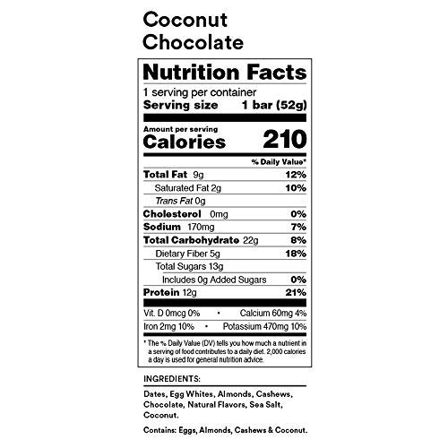 Rxbar, Coconut Chocolate, Protein Bar, 1.83 Ounce Pack Of 12,