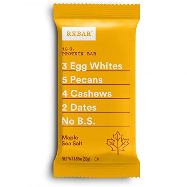 RXBAR, Maple Sea Salt, Protein Bar, 1.83 Ounce Pack of 12, Hig...