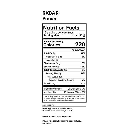 Rxbar, Pecan Protein Bars, 1.83 Ounce, 12 Count