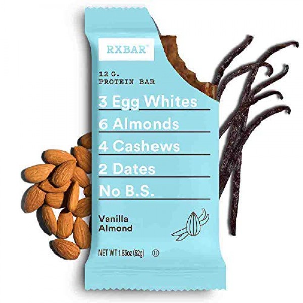 Rxbar, Vanilla Almond, Protein Bar, 1.83 Ounce Pack Of 12, Hig