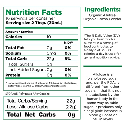 RxSugar Delicious Plant-Based Organic Chocolate Syrup, 16 oz | A...