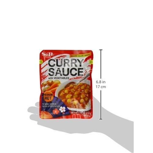 S&B Curry Sauce with Vegetables Medium Hot, 7.4-Ounce Pack of 5