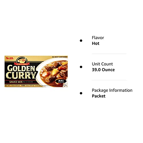 S&B Golden Curry Sauce Mix, Hot, 7.8-Ounce Pack of 5
