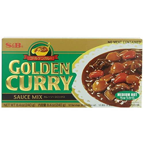 S&B Golden Curry Sauce Mix, Medium Hot, 8.4-Ounce 5 Packs