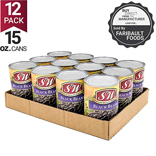 S&Amp;W - Black Beans - Canned Beans - 15 Ounce Can Pack Of 12