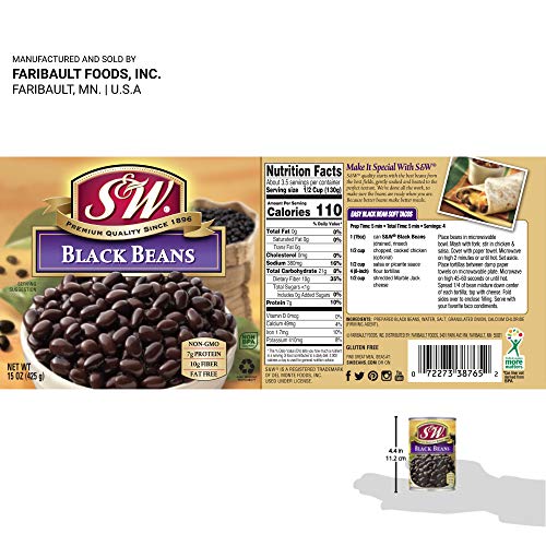 S&Amp;W - Black Beans - Canned Beans - 15 Ounce Can Pack Of 12