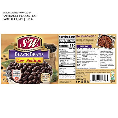 S &Amp; W • Canned Low Sodium Black Beans 12 Pack, Vegan, Non-Gmo,