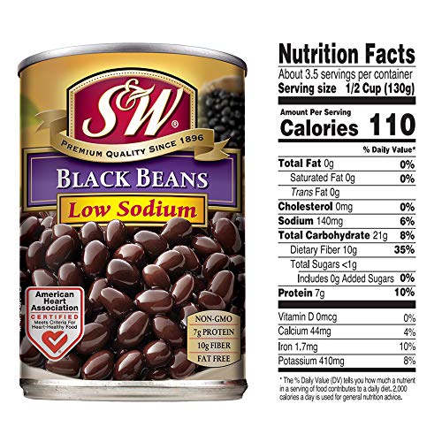 S &Amp; W • Canned Low Sodium Black Beans 12 Pack, Vegan, Non-Gmo,