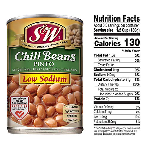 S &Amp; W • Canned Low Sodium Chili Beans 12 Pack, Vegetarian, Non