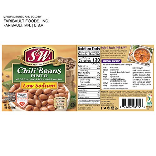 S &Amp; W • Canned Low Sodium Chili Beans 12 Pack, Vegetarian, Non