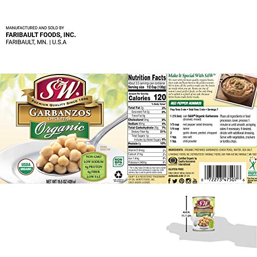 S&Amp;W - Organic Garbanzo Beans - Chickpeas - Canned Beans - 15.5 O