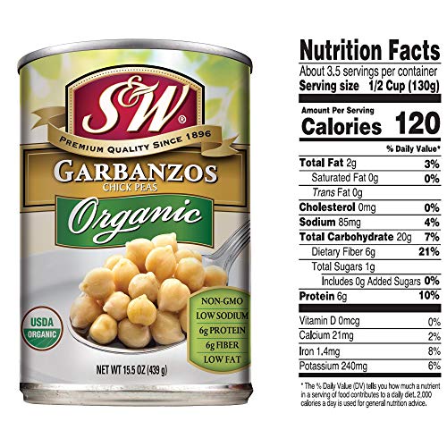 S&Amp;W - Organic Garbanzo Beans - Chickpeas - Canned Beans - 15.5 O