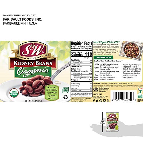 S&Amp;W - Organic Kidney Beans - Canned Beans - 15.5 Ounce Can Pack
