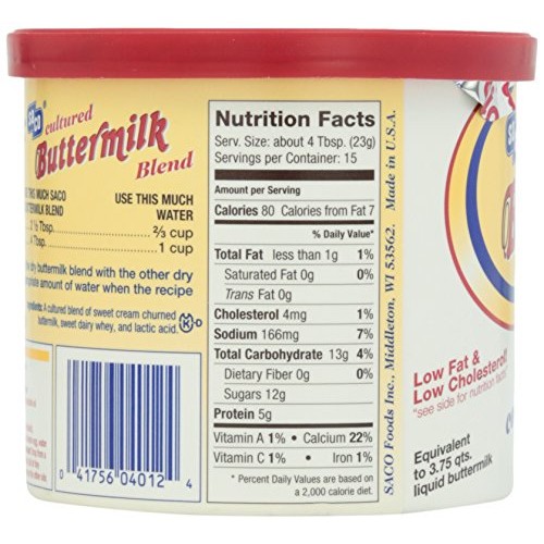 Saco Cultured Buttermilk For Cooking And Baking, Powdered, 12 Oz