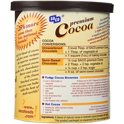 Saco Premium Baking Cocoa, 10-Ounce Canister