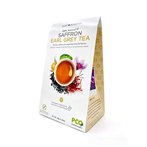 Safaroma Saffron Earl Grey Tea - Certified Organic, Containing P